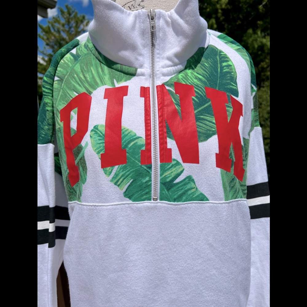 Victoria’s Secret PINK Half Zip Palm Boyfriend Pullover